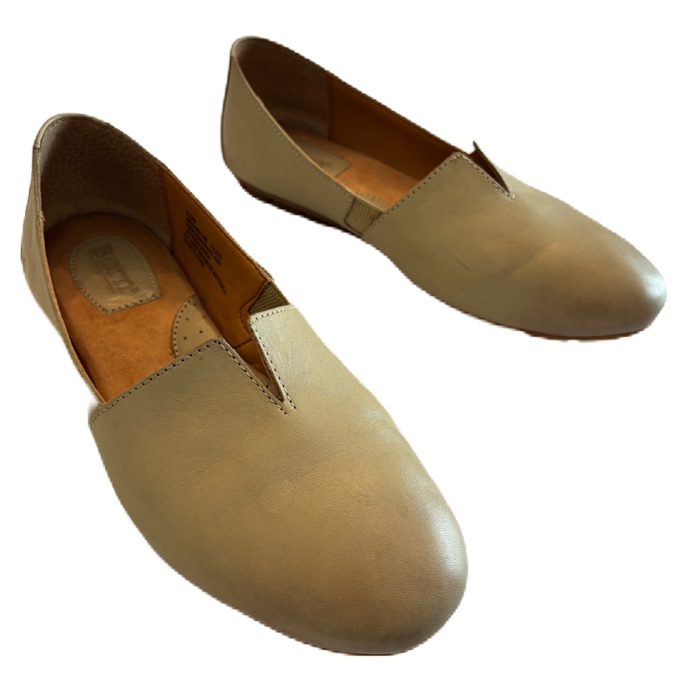 Born Taupe Leather Slip-On Flats